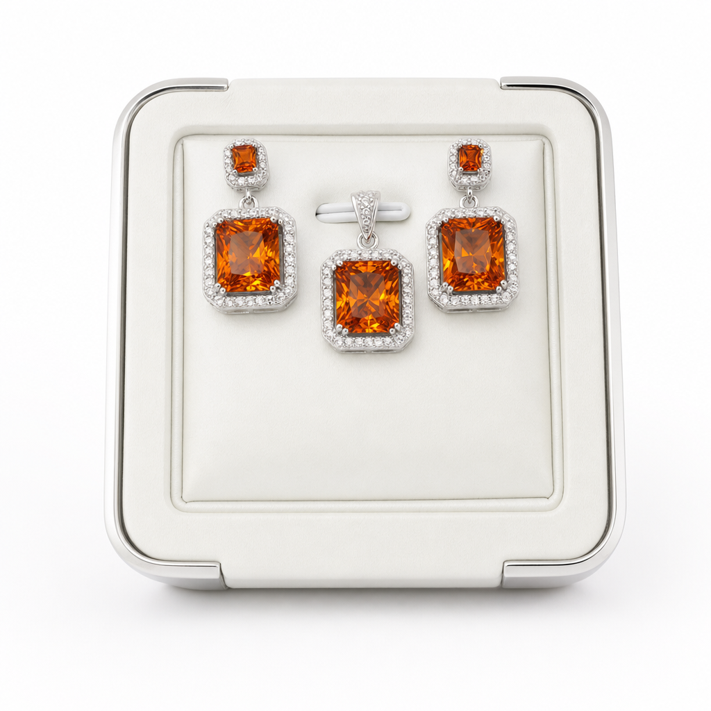 Created Garnet White Wz Emerald Cut Pendant — studio