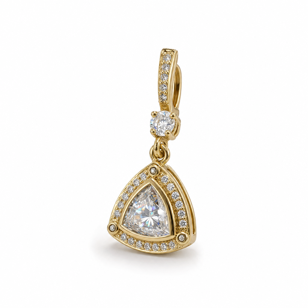 Gold Moissanite White Wz Trillion Cut Earring — studio
