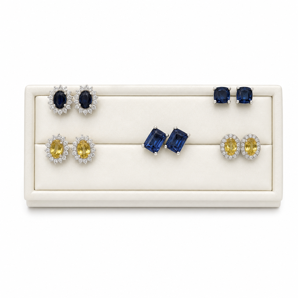 Gold Sa White Wz Oval Cut Studs Earring — studio
