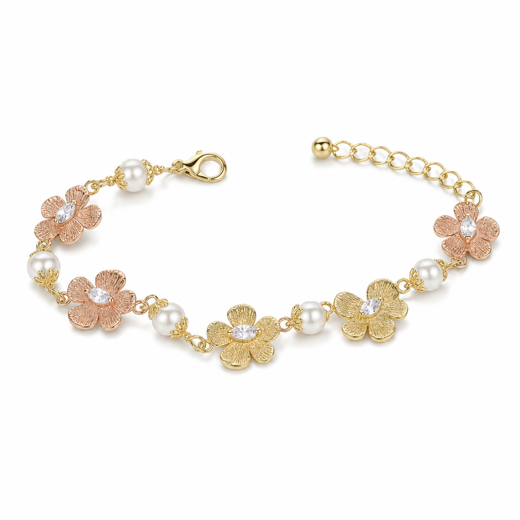 Gold Pe White Wz Marquise Cut Flower Bracelet — studio