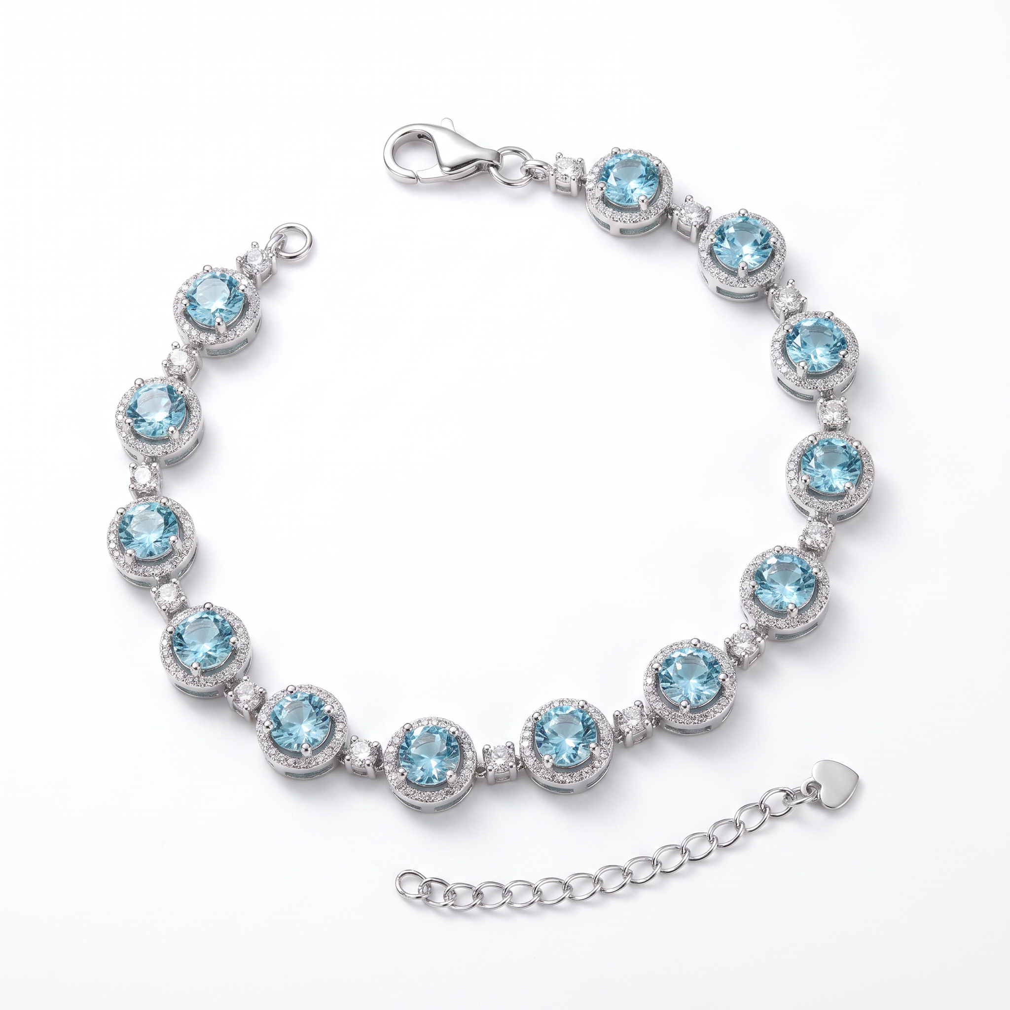 Created Aq White Wz Round Cut Bracelet — studio