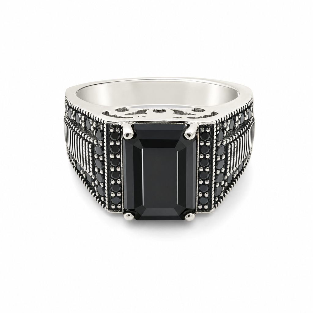 Gold Onyx Rectangle Cut Kids Ring 3 — studio