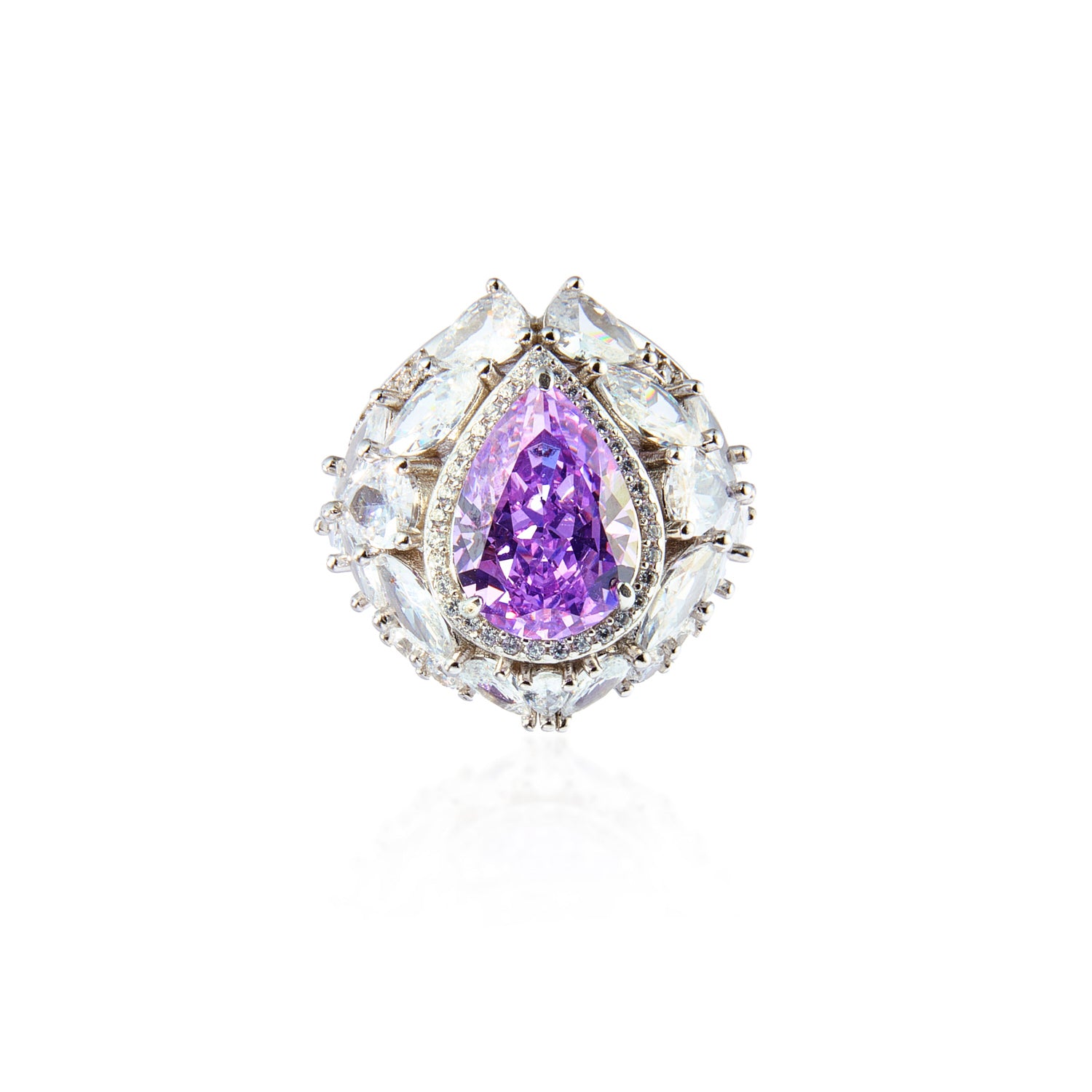 Ice Pear Amethyst Ring