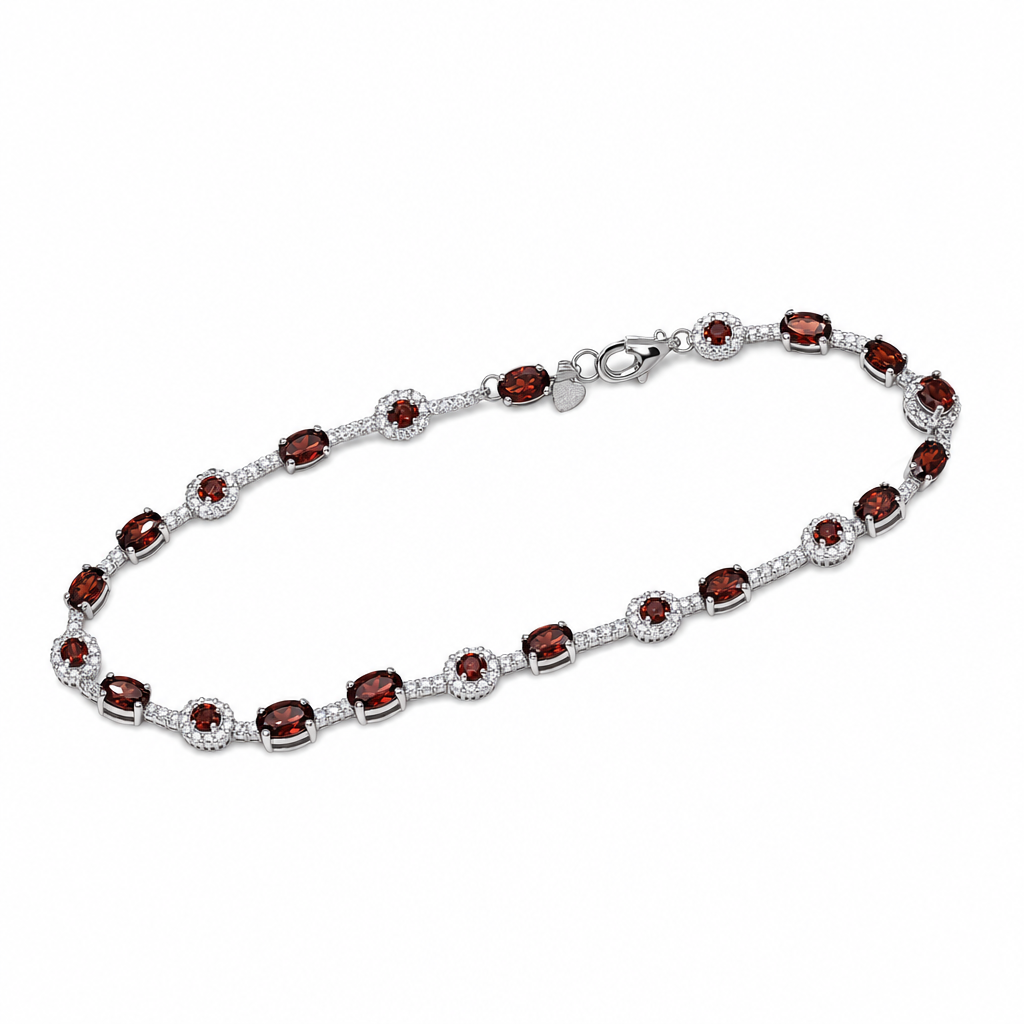 Gold Garnet White Wz Oval Cut Bracelet — studio