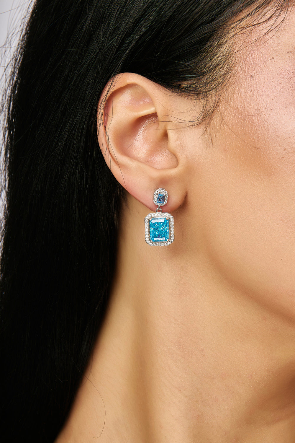 Blue Topaz Radiant Drop Earrings