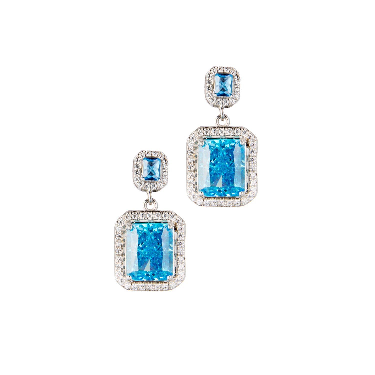 Blue Topaz Radiant Drop Earrings