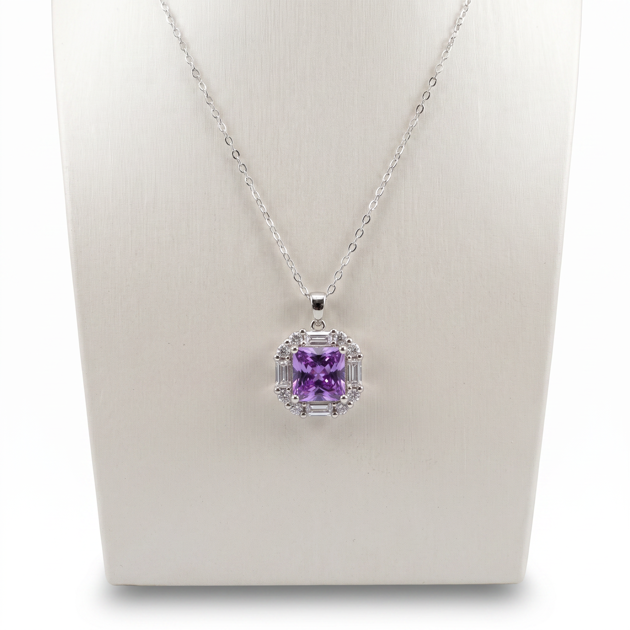Created Am White Baguette Princess Cut Necklace — studio