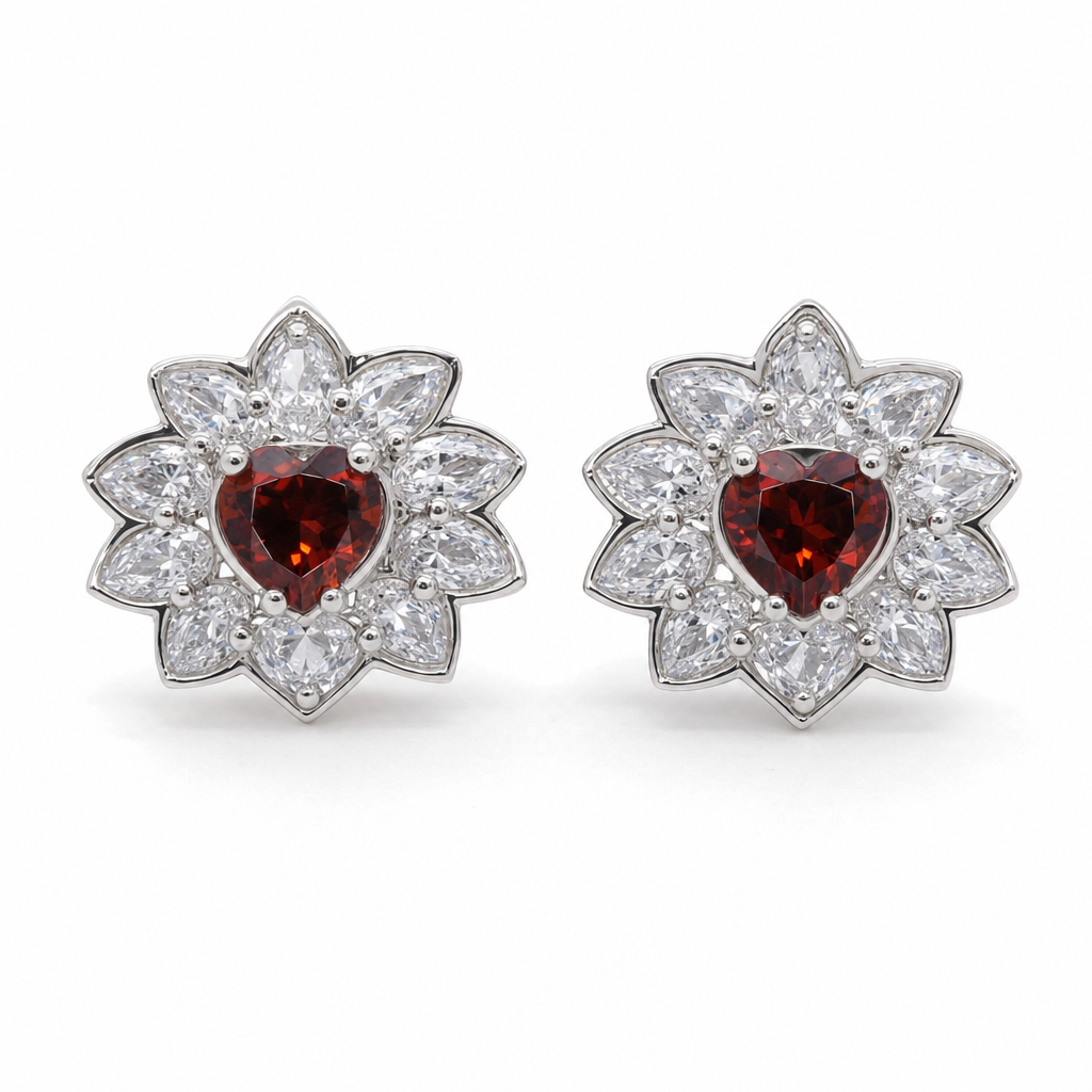 Created Garnet Heart Cut Earring — studio