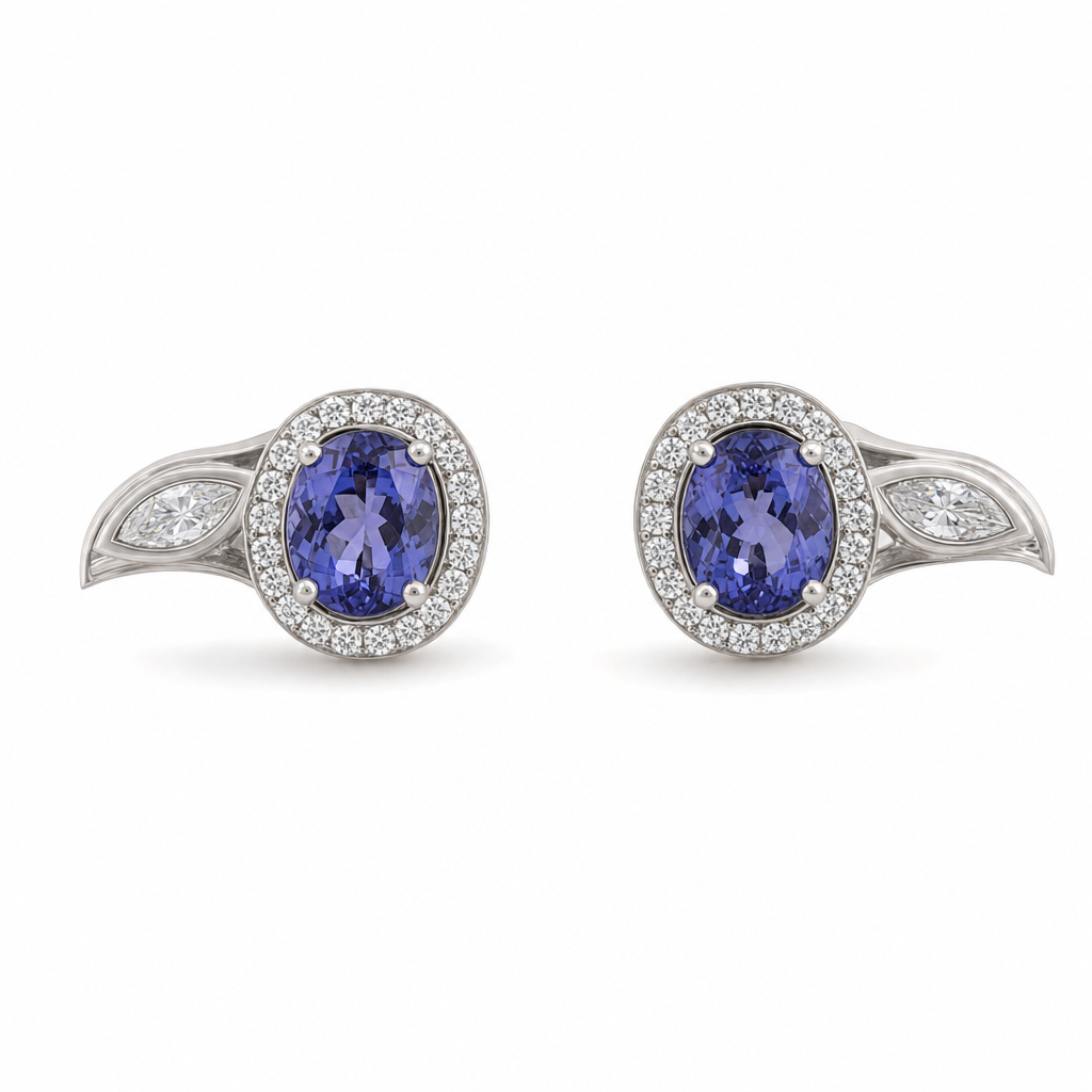 Gold Ta White Wz Oval & Marquise Cut Earring — studio