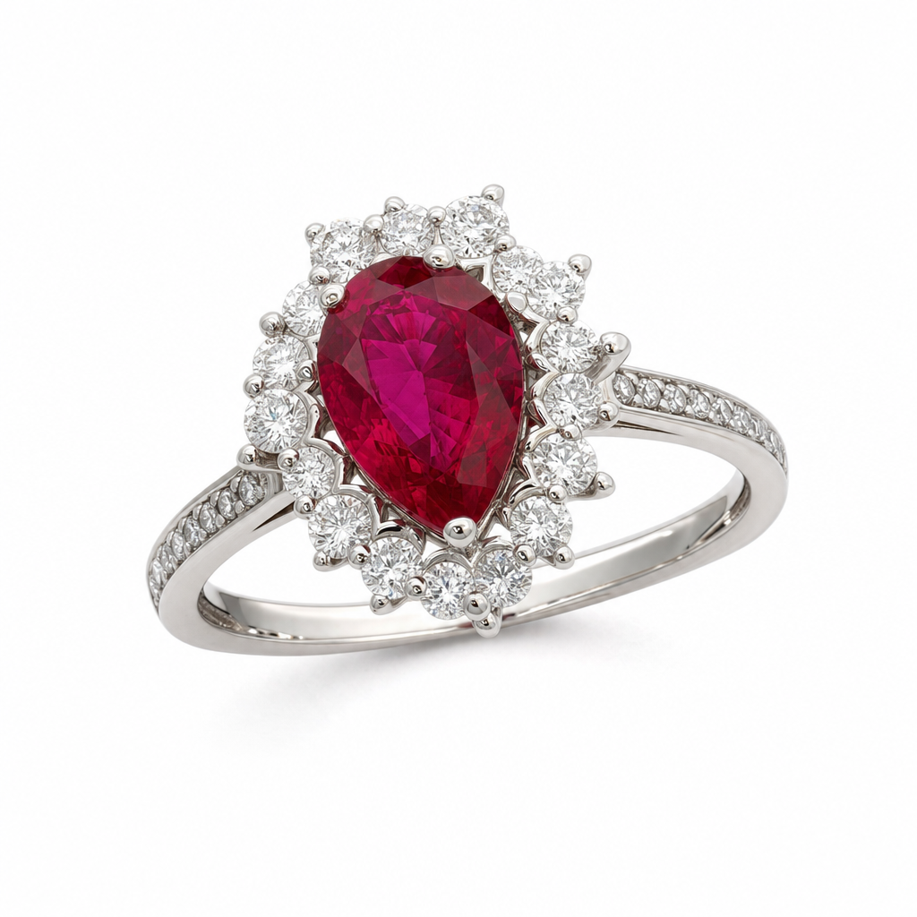 Gold Ru White Wz Pear Cut Ring 7 — studio