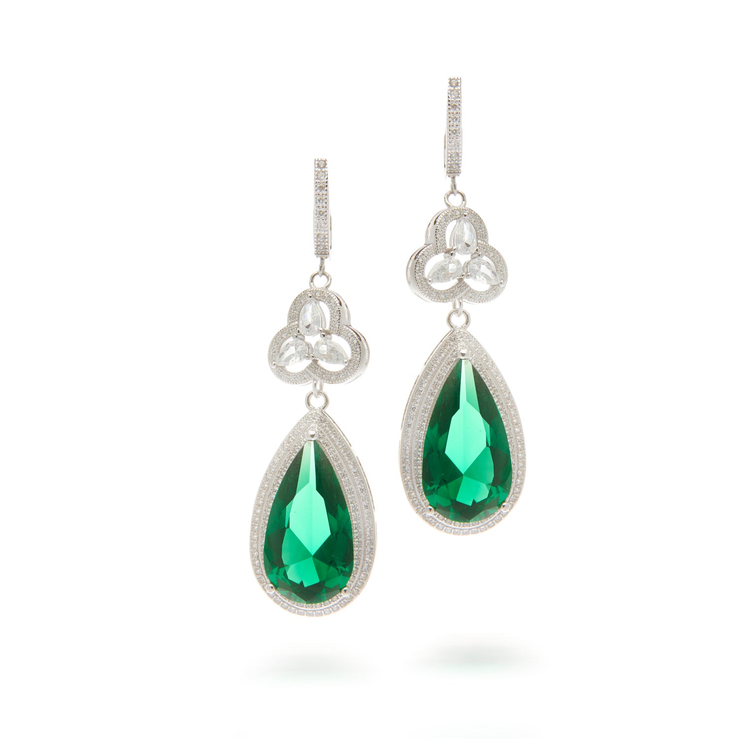 Emerald Pear-Cut Long Earrings