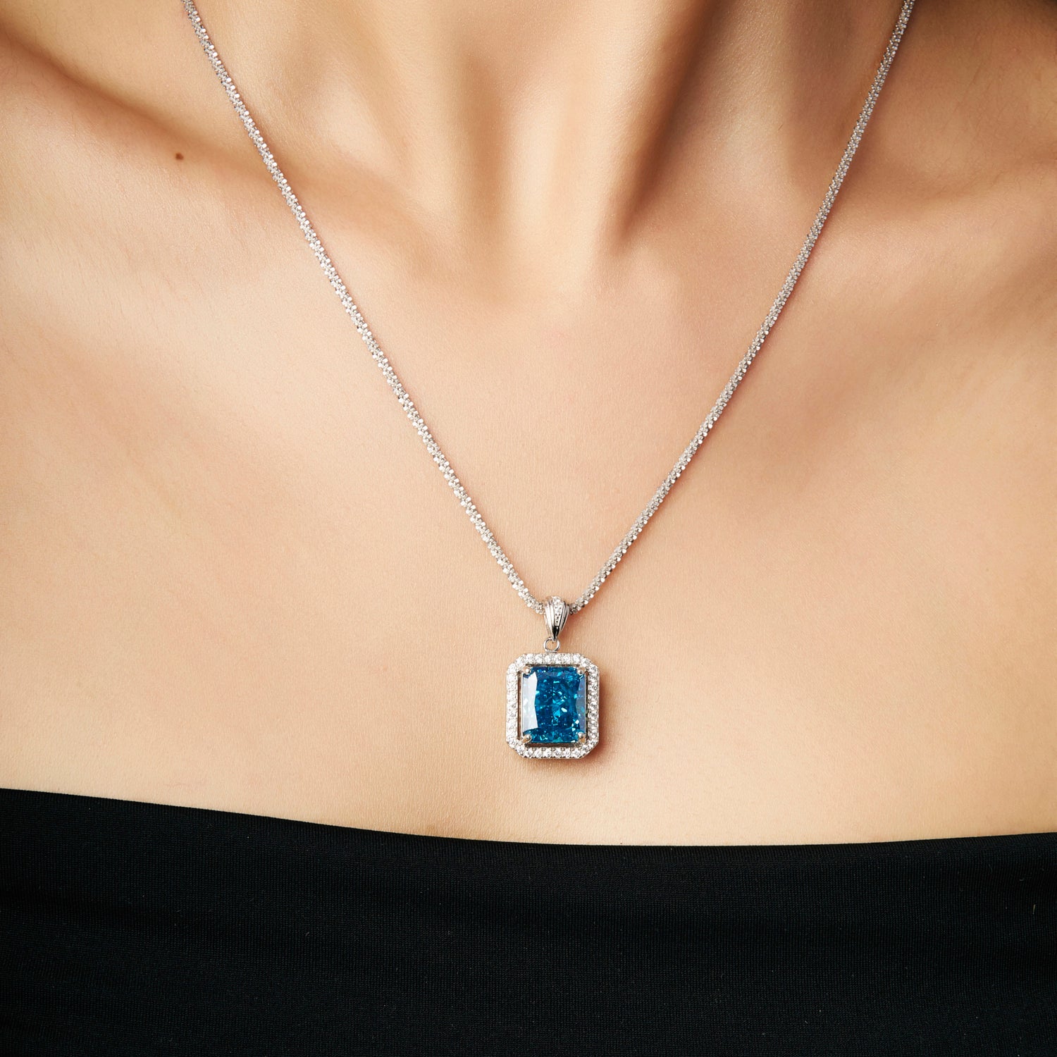 Blue Topaz Radiant Pendant