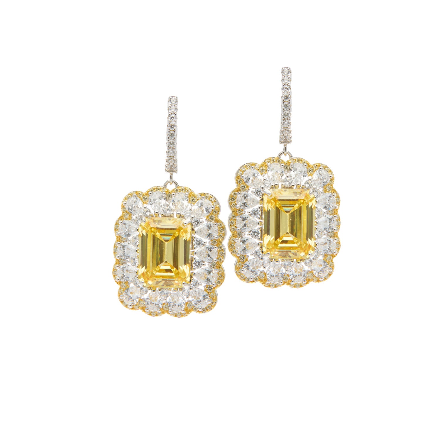 Yellow Topaz Emerald Cut Earrings