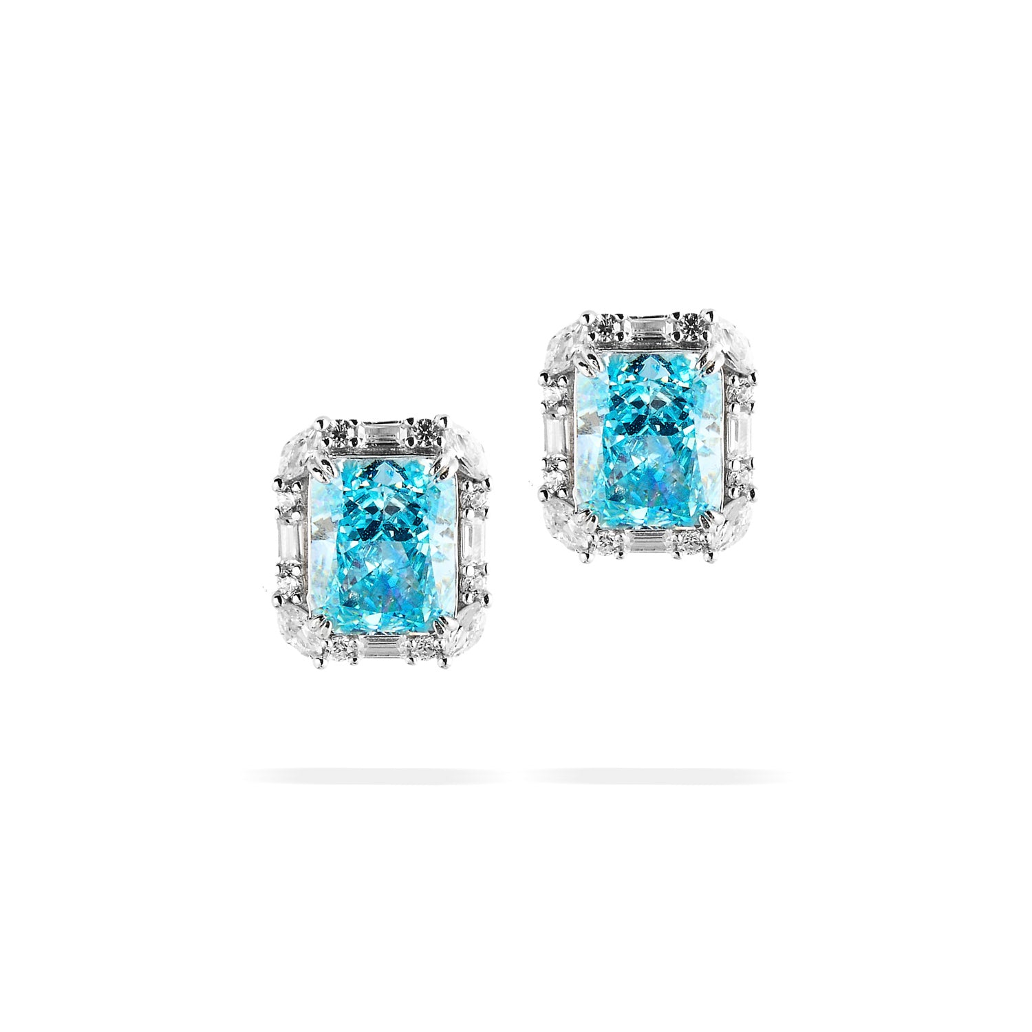 Blue Topaz Radiant Stud Earrings