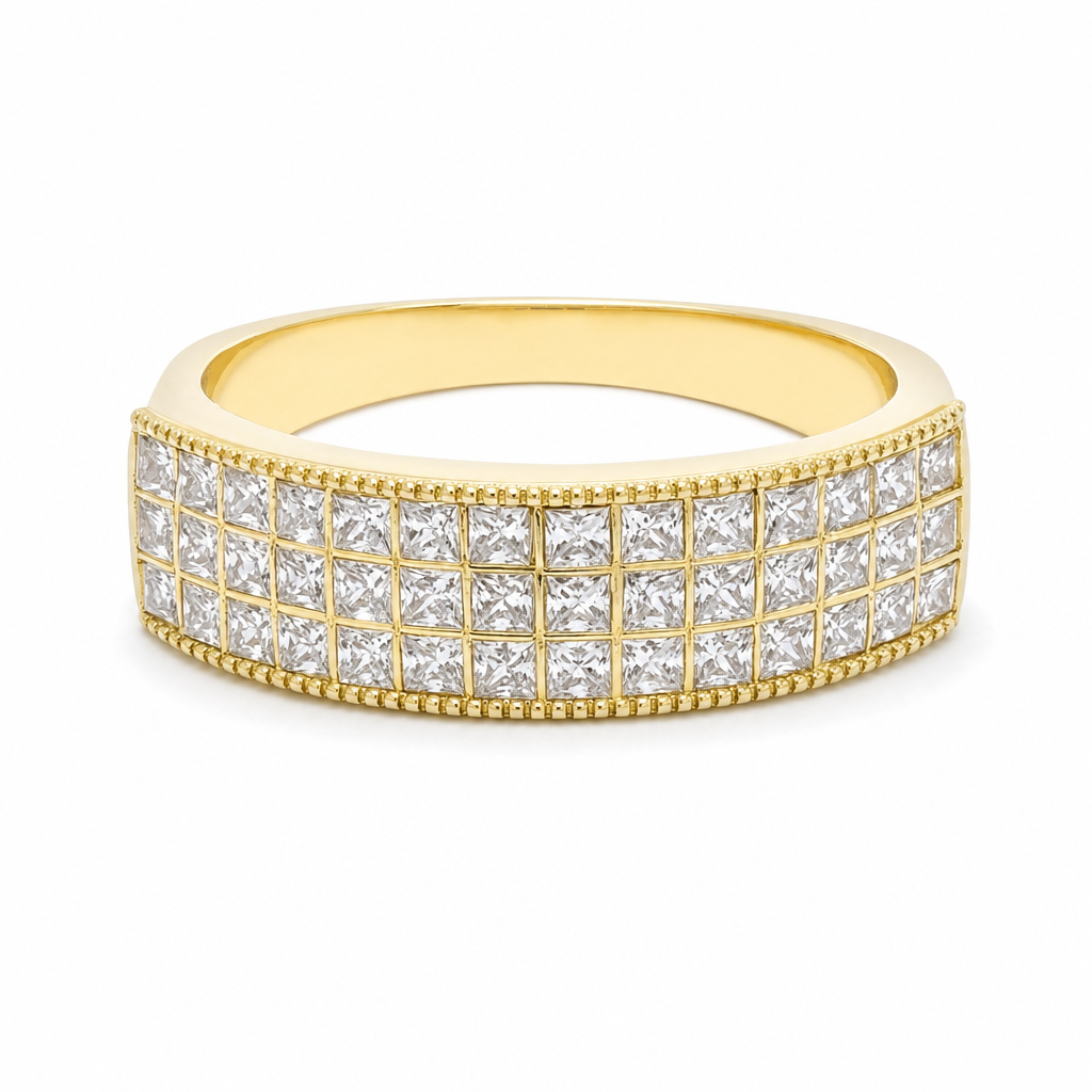 Gold Wz Princess Cut Band Ring 9 — studio