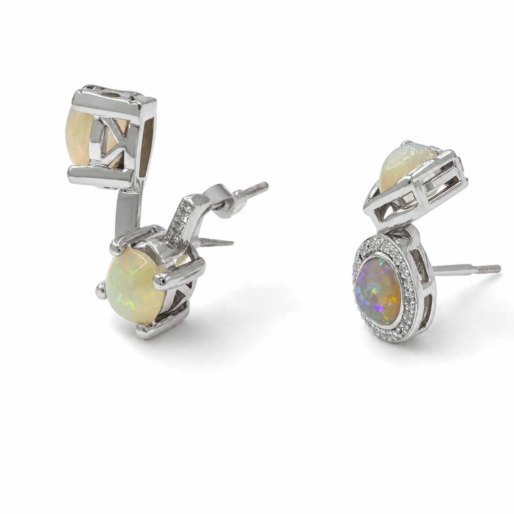 Gold Op White Wz Oval Cut Studs Earring — studio