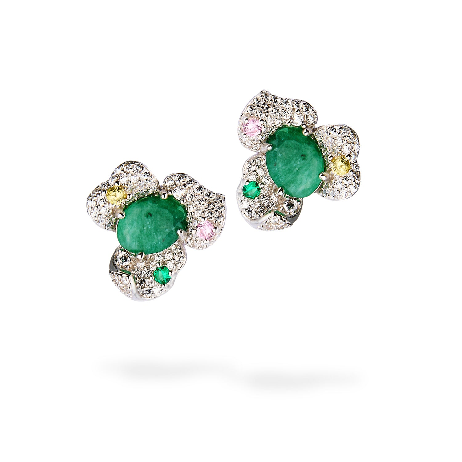 Emerald Blossom Stud Earrings