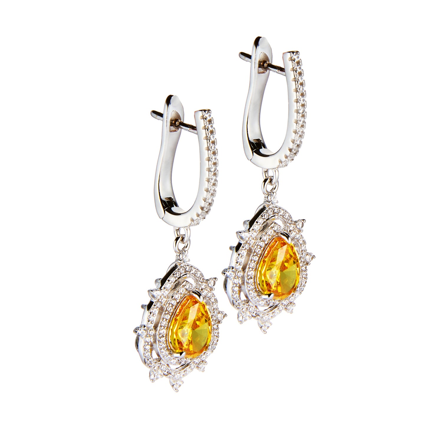 Golden Topaz Pear Cut Drop Earrings