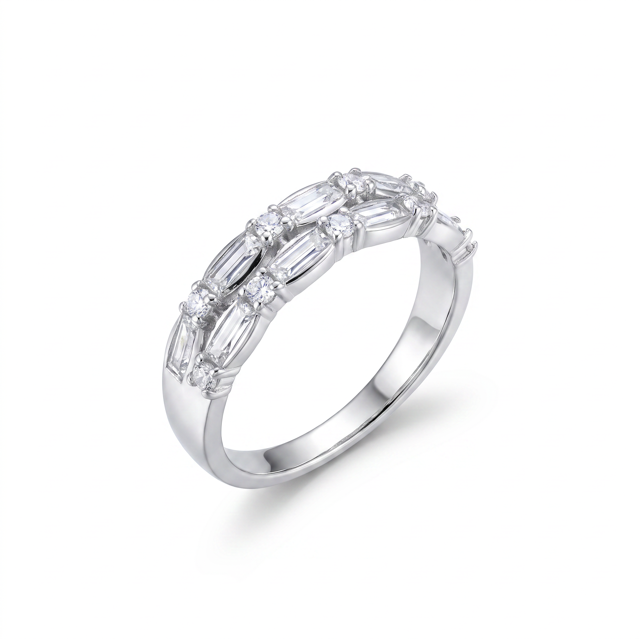 Gold Wz White Baguette Band Ring 7 — studio