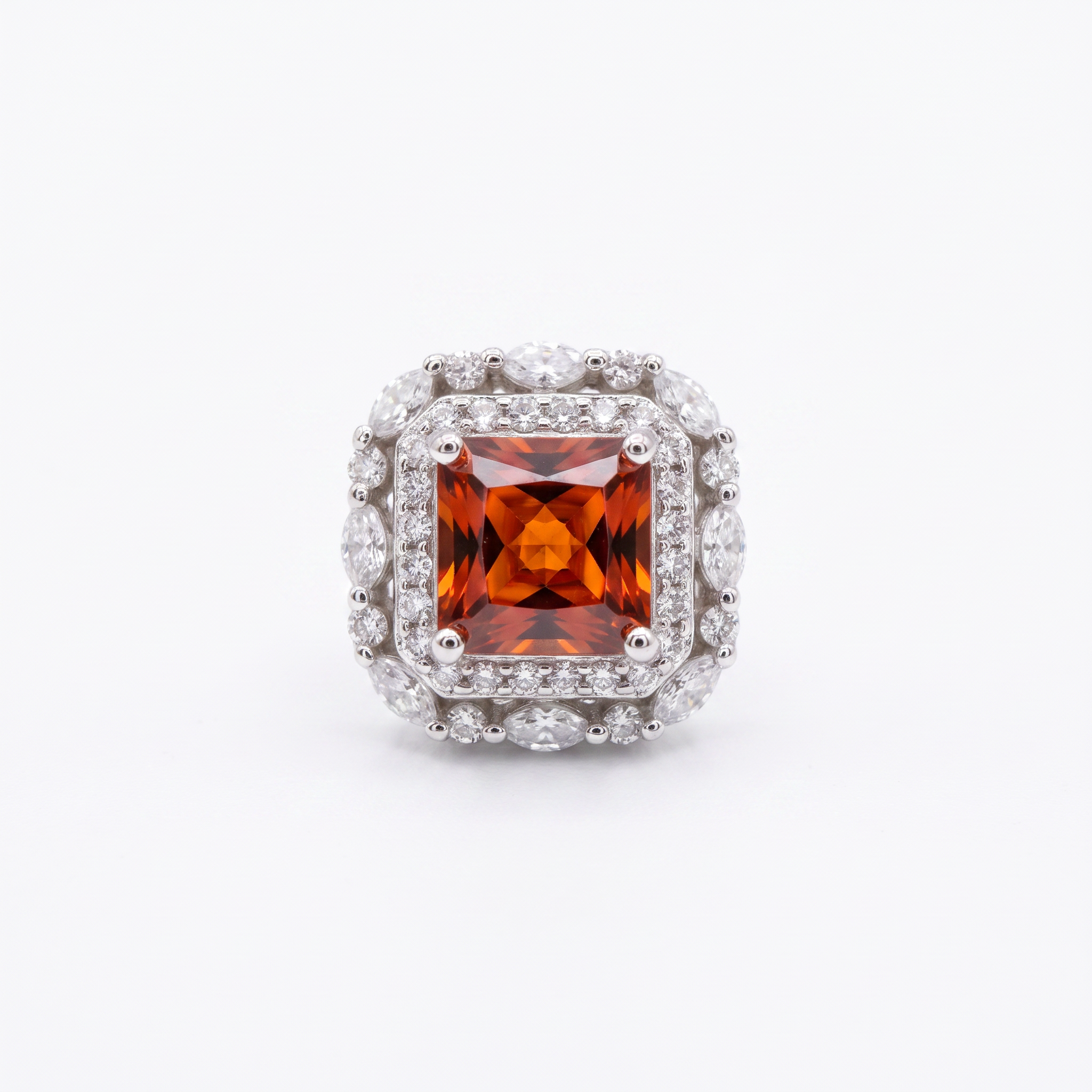 Created Garnet White Wz Princess Cut Earring — studio