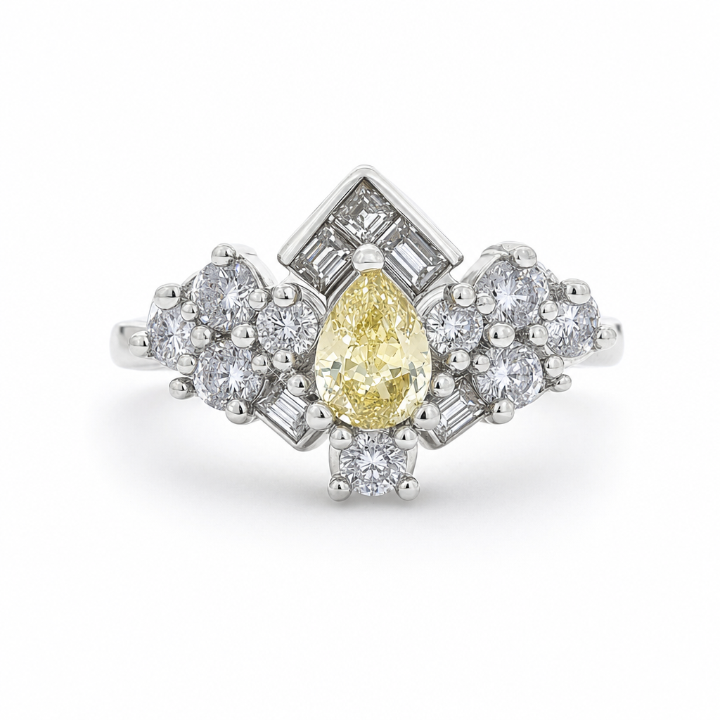 Created Yt White Baguette Pear Cut Ring 6 — studio