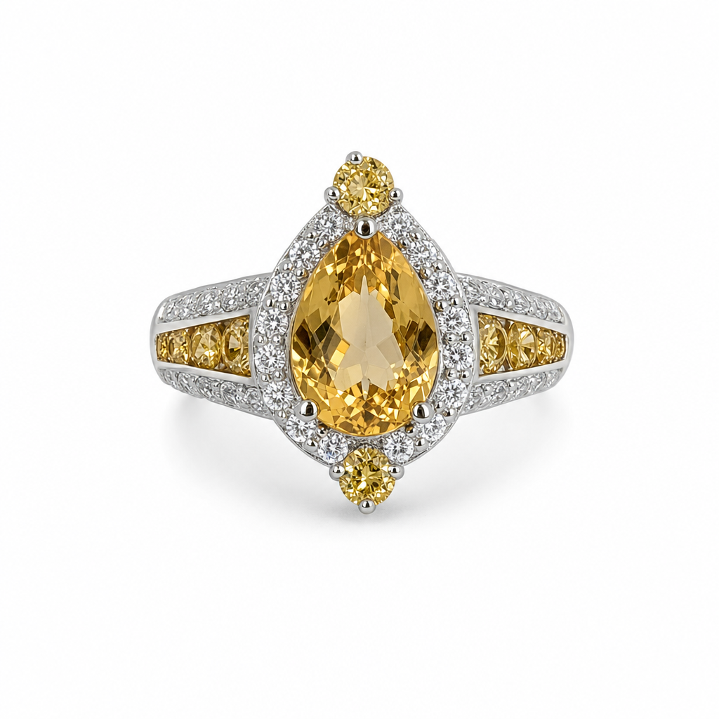 Gold Ci White Pe Pear Cut Ring 7 — studio