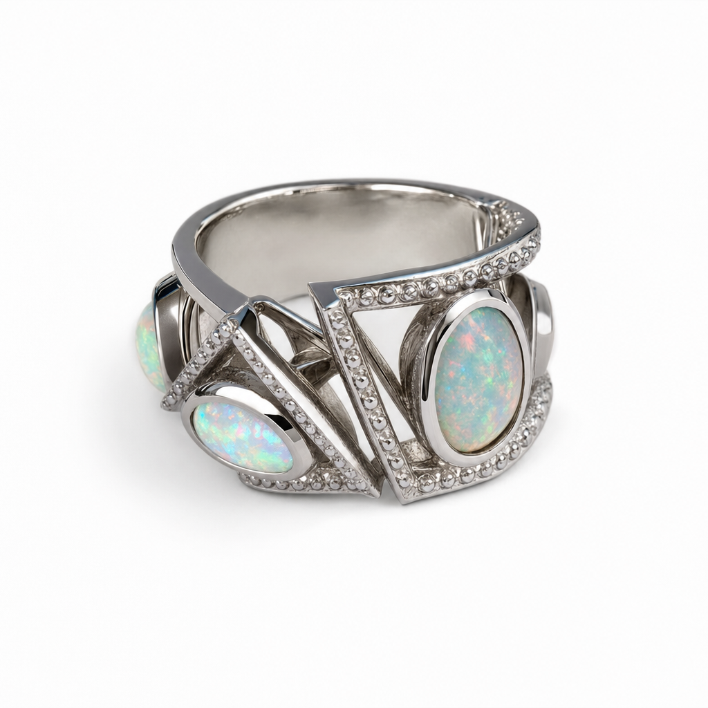 Gold Op Round Cut Ring White 8 — studio