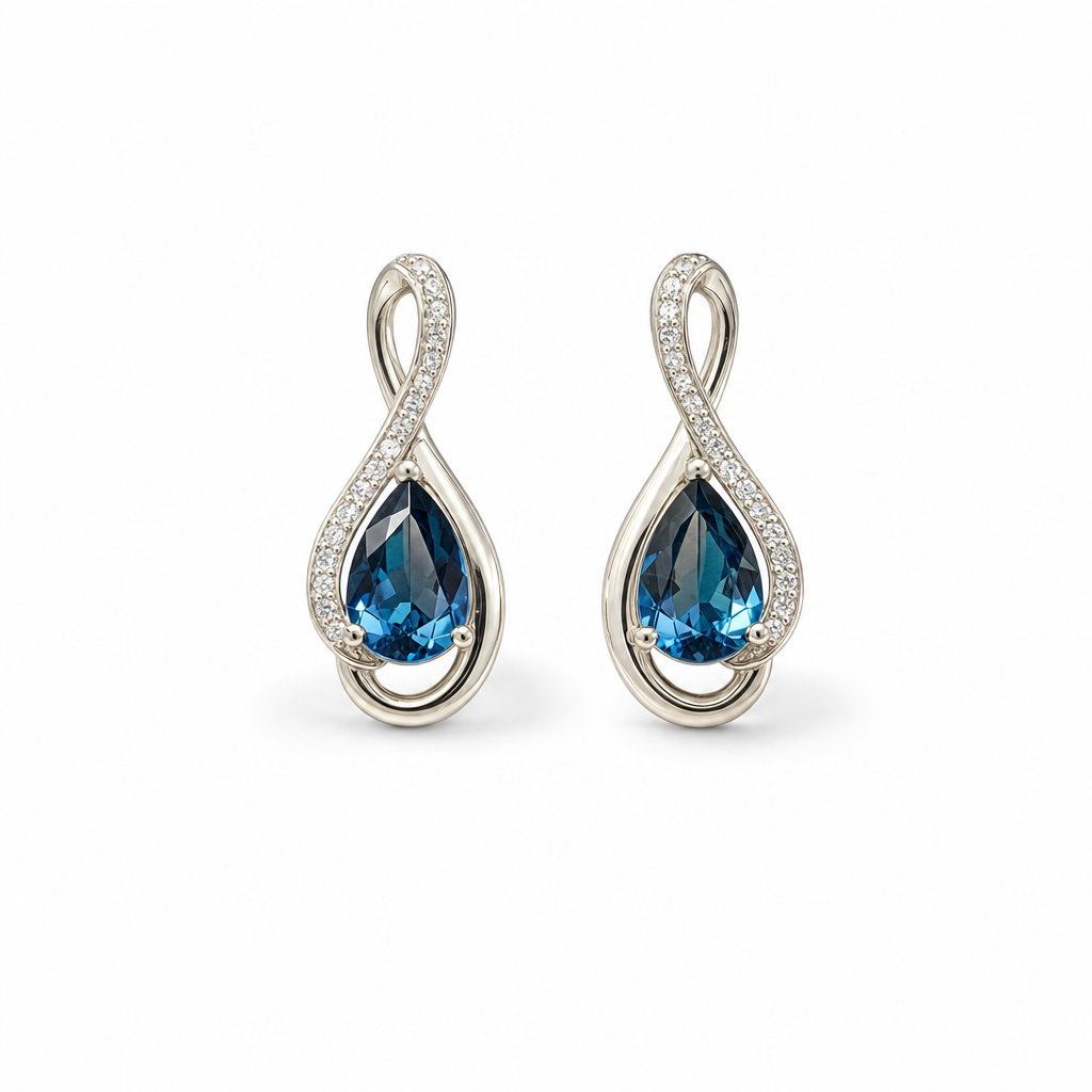 Gold Bt White Wz Pear Cut Earring — studio