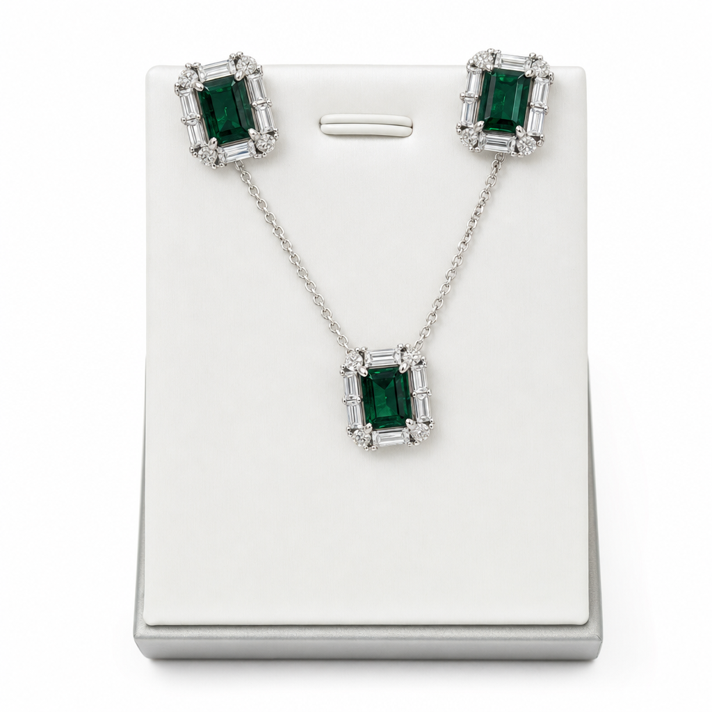 Created Em White Baguette Emerald Cut Pendant — studio