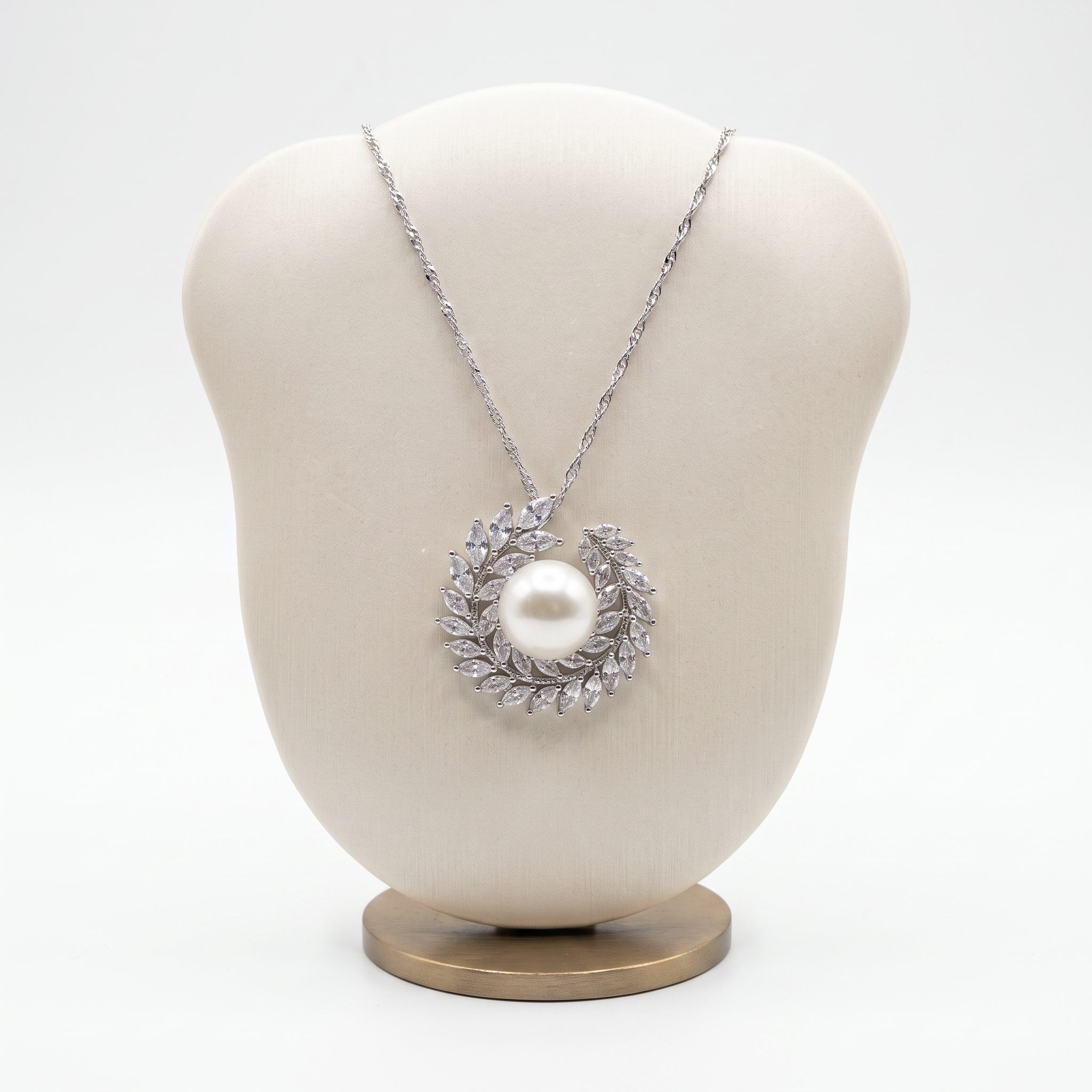 Pearl and Clear Stone Wreath Necklace — studio