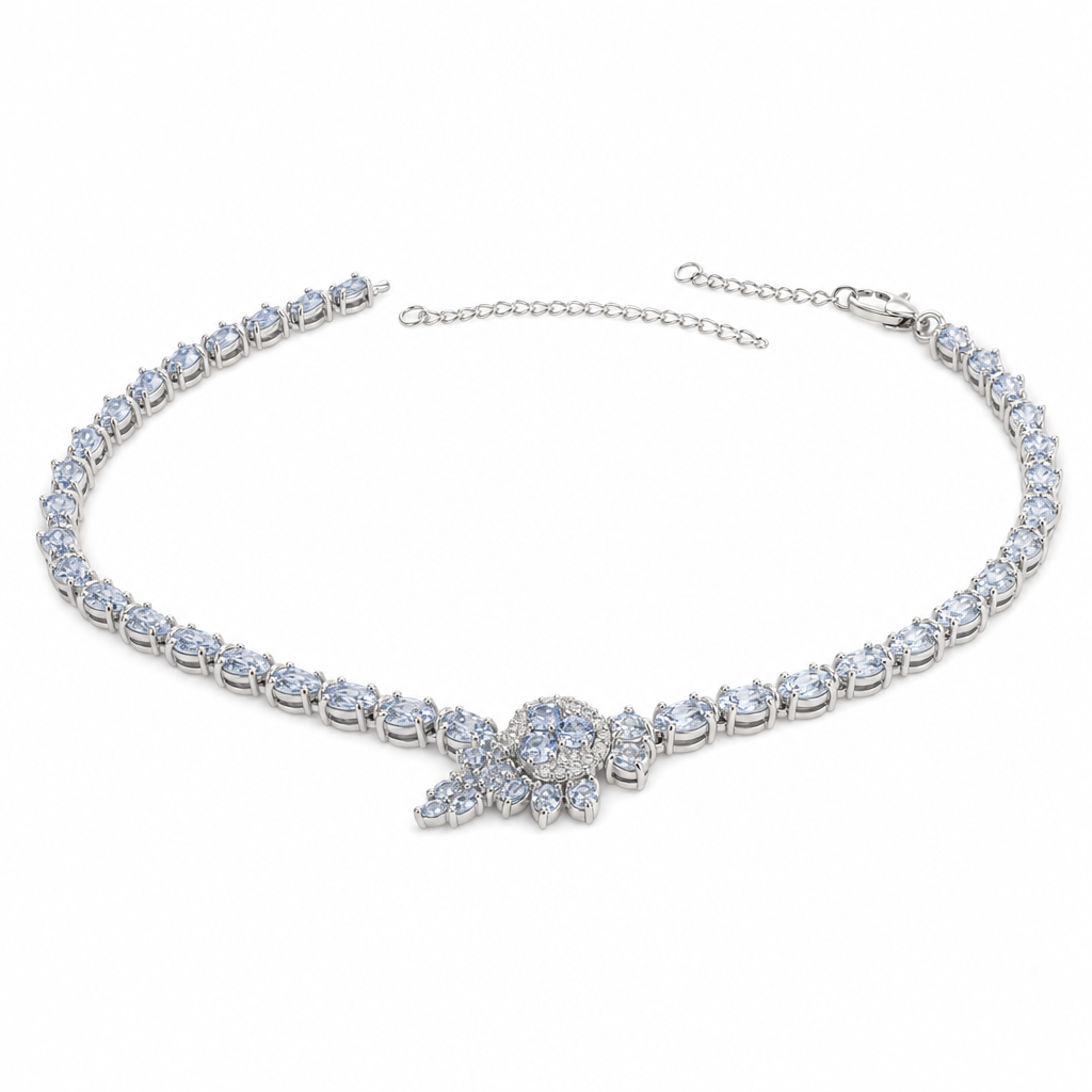 Created Aq White Wz Round Cut Flower Bracelet — studio