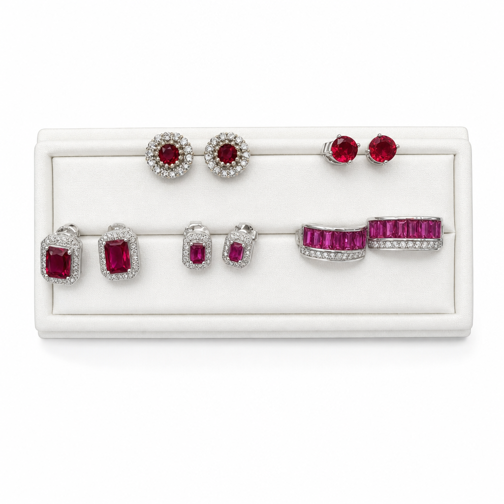 Created Ru White Wz Round Cut Studs Earring — studio