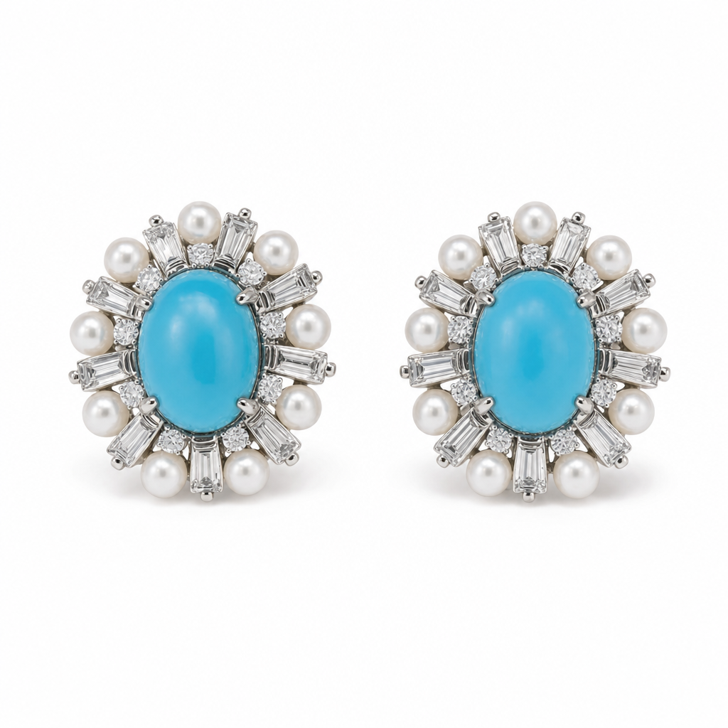 Gold Tu White Pe White Wz Round Cut Earring — studio
