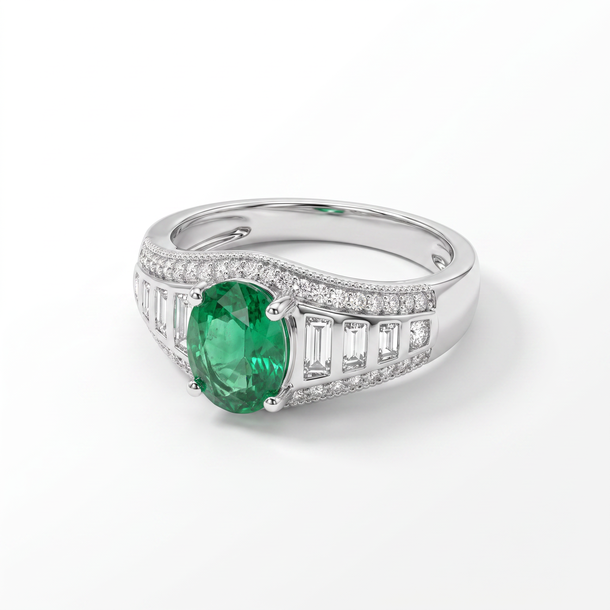 Gold Em White Baguette Oval Cut Ring 8 — studio