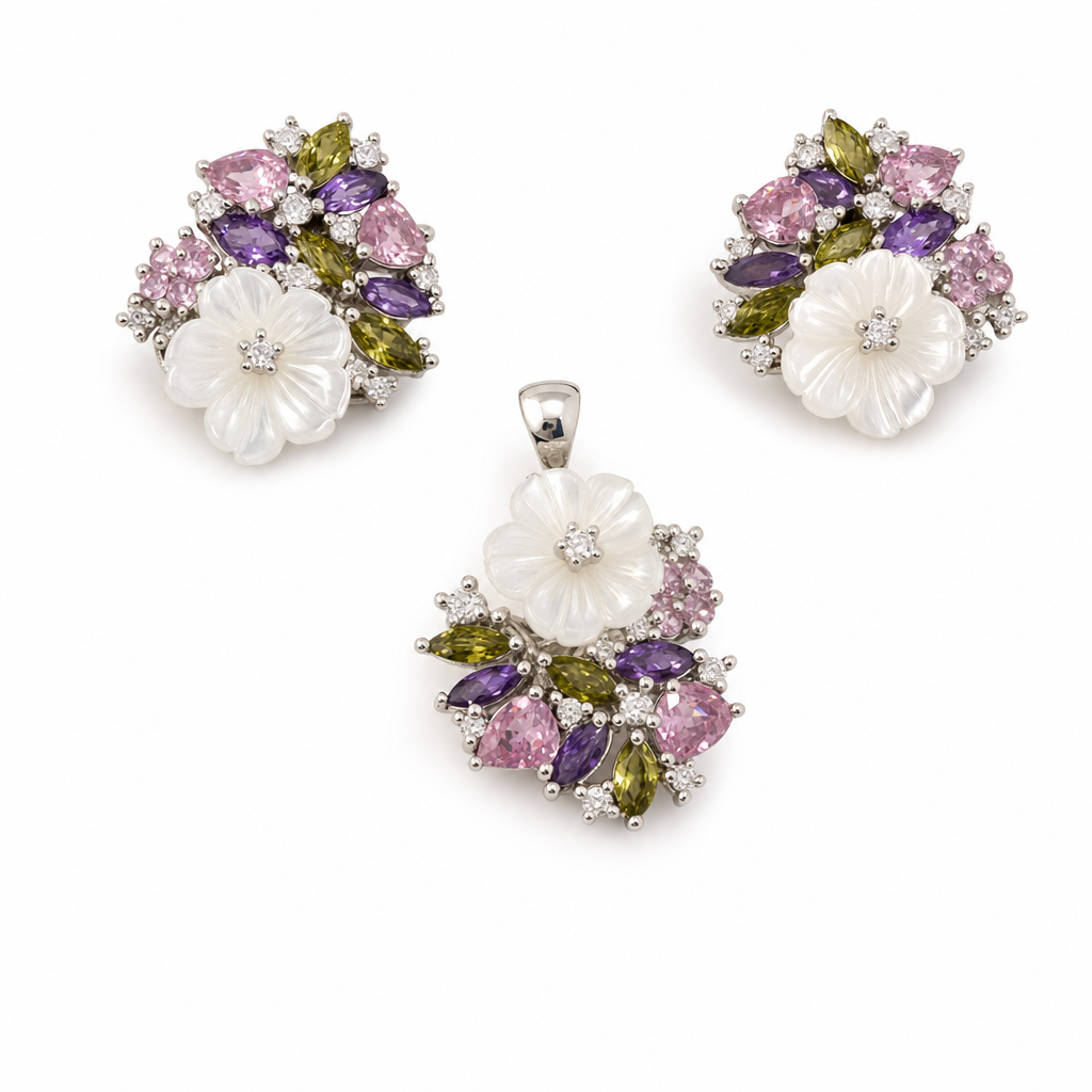 Gold Pe White Wz Marquise Flower Earring — studio