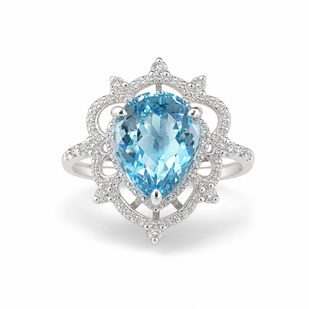 Gold Aq White Wz Oval & Pear Cut Ring 9 — studio