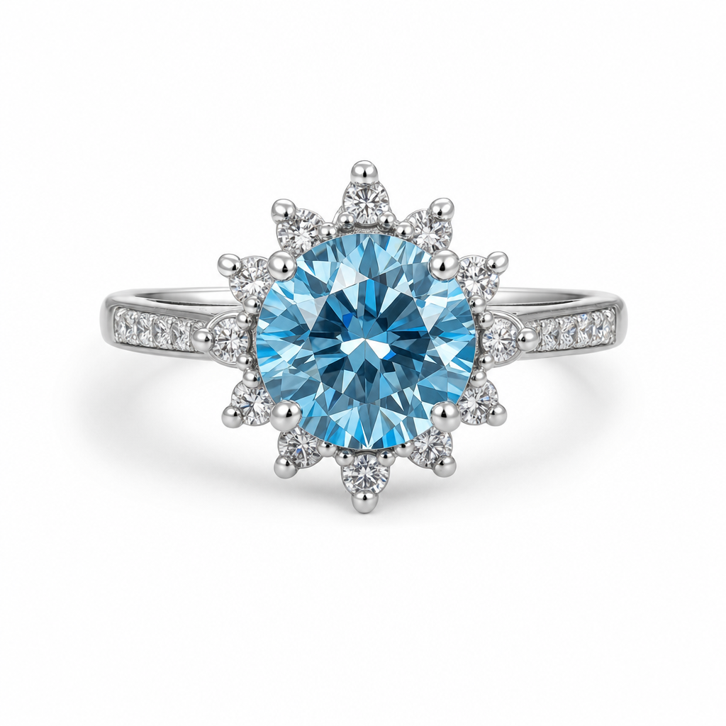 Gold Moissanite 6 5 Mm 1 Ct Round Cut Flower Ring 5/5 — studio