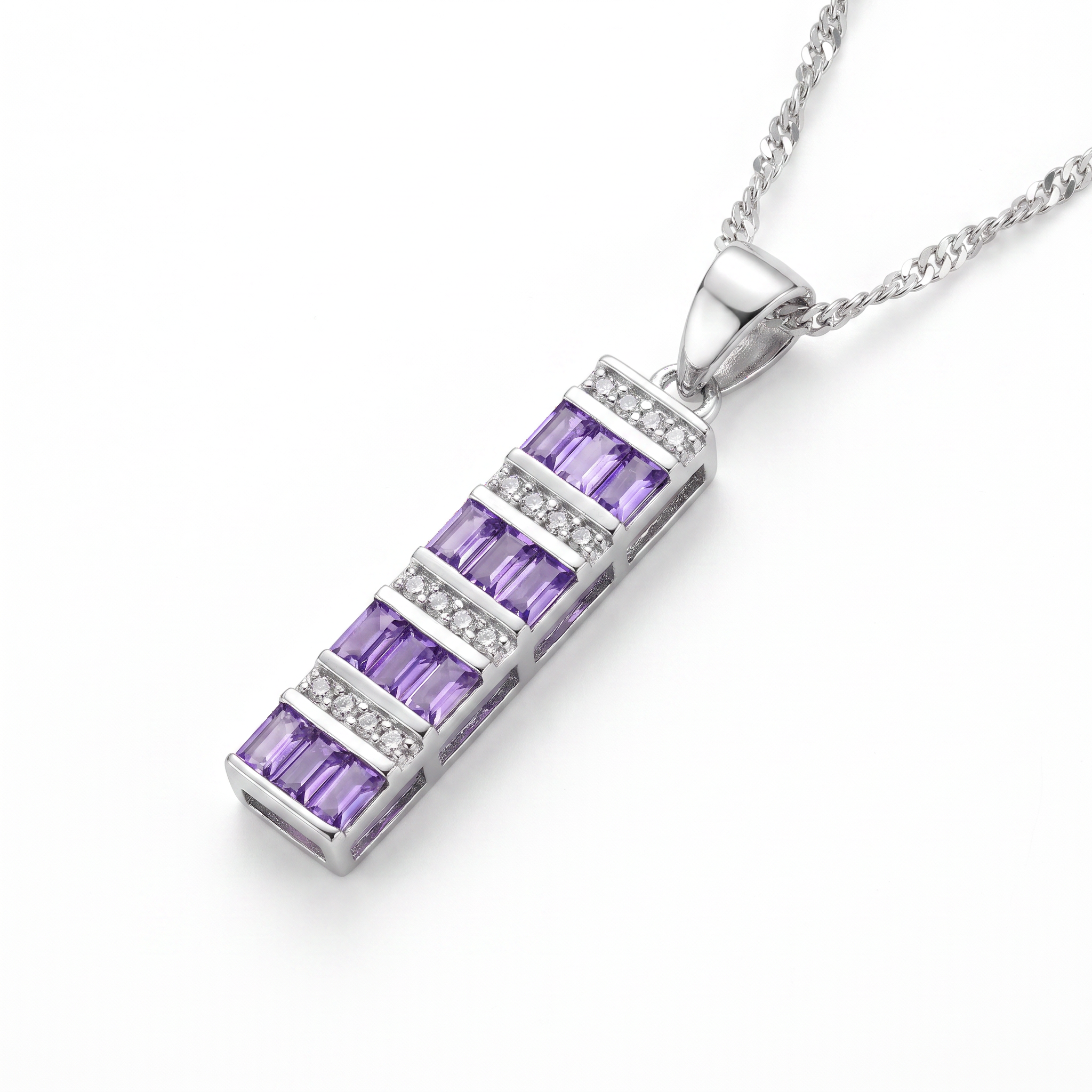 Created Am White Wz Baguette Cut Pendant — studio