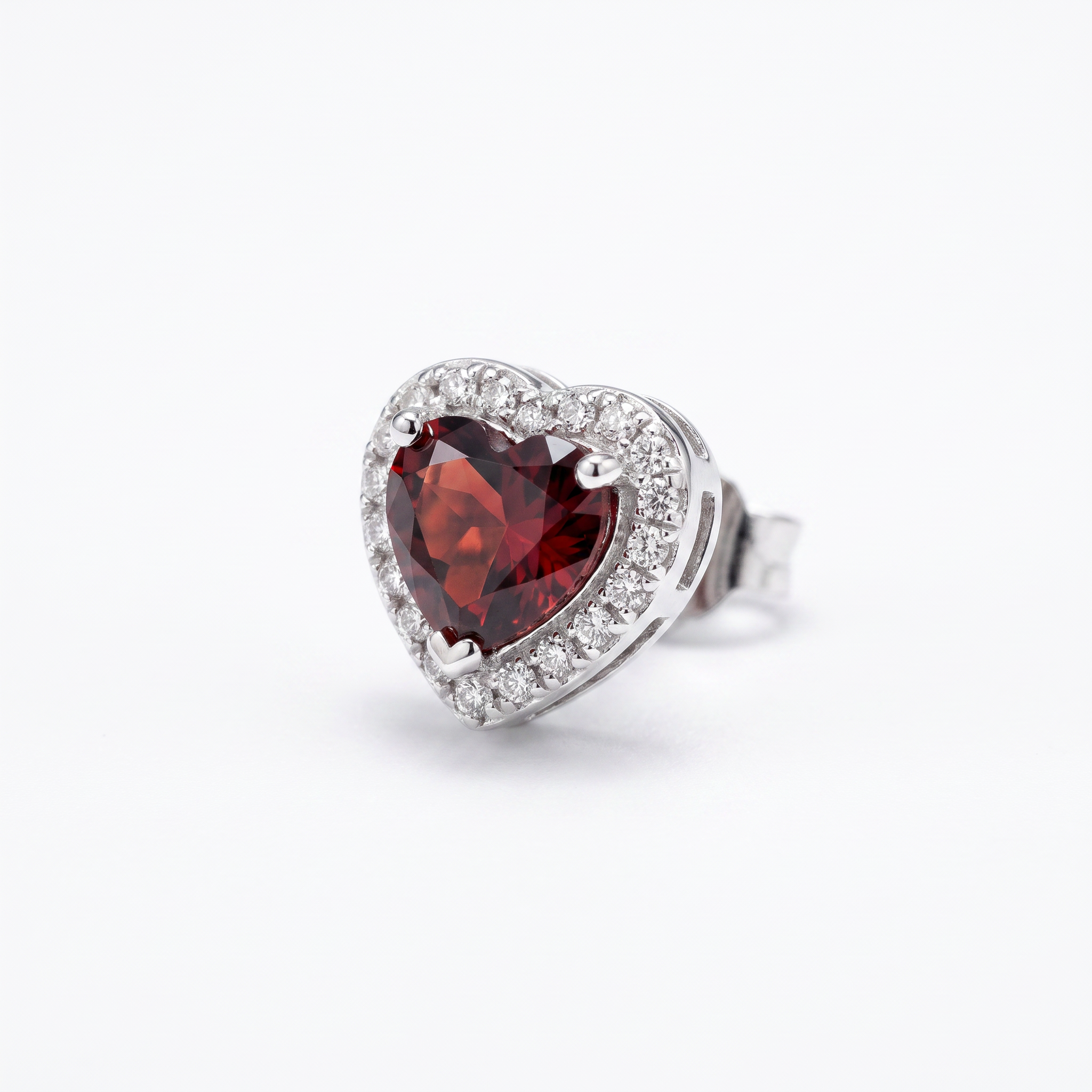 Gold Garnet Heart Cut Stads Earring — studio