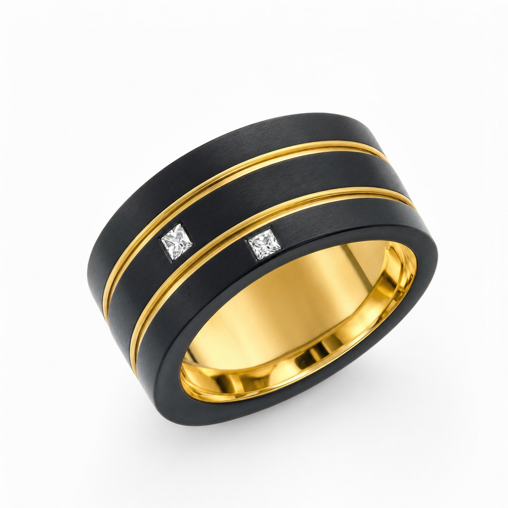 Gold Ag Squer Cut Mans Ring 11 — studio