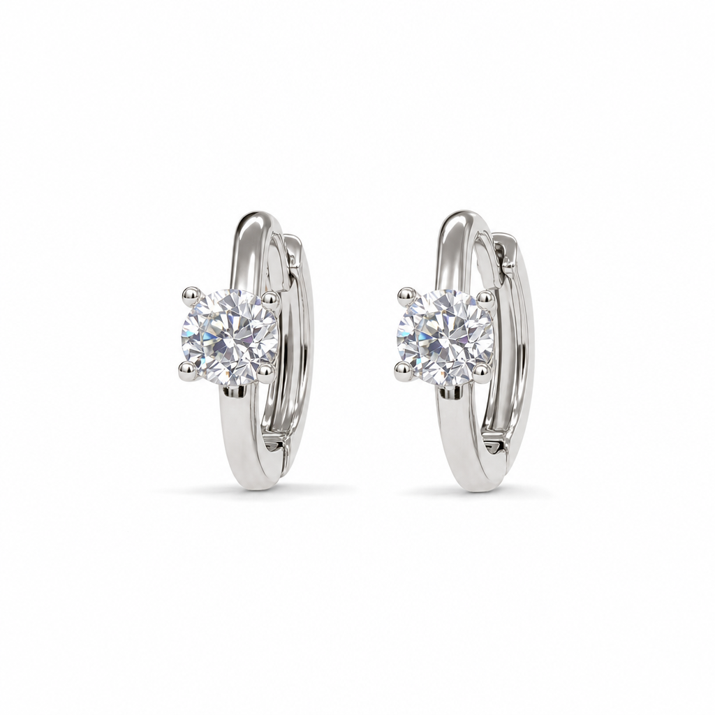 Gold Moissanite 3 Mm 2 Created Round Cut Hoop Earring Gold Color — studio