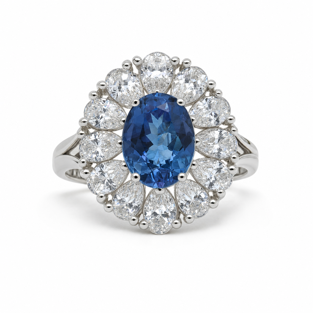 Gold Bt White Wz Oval & Pear Cut Ring 9 — studio
