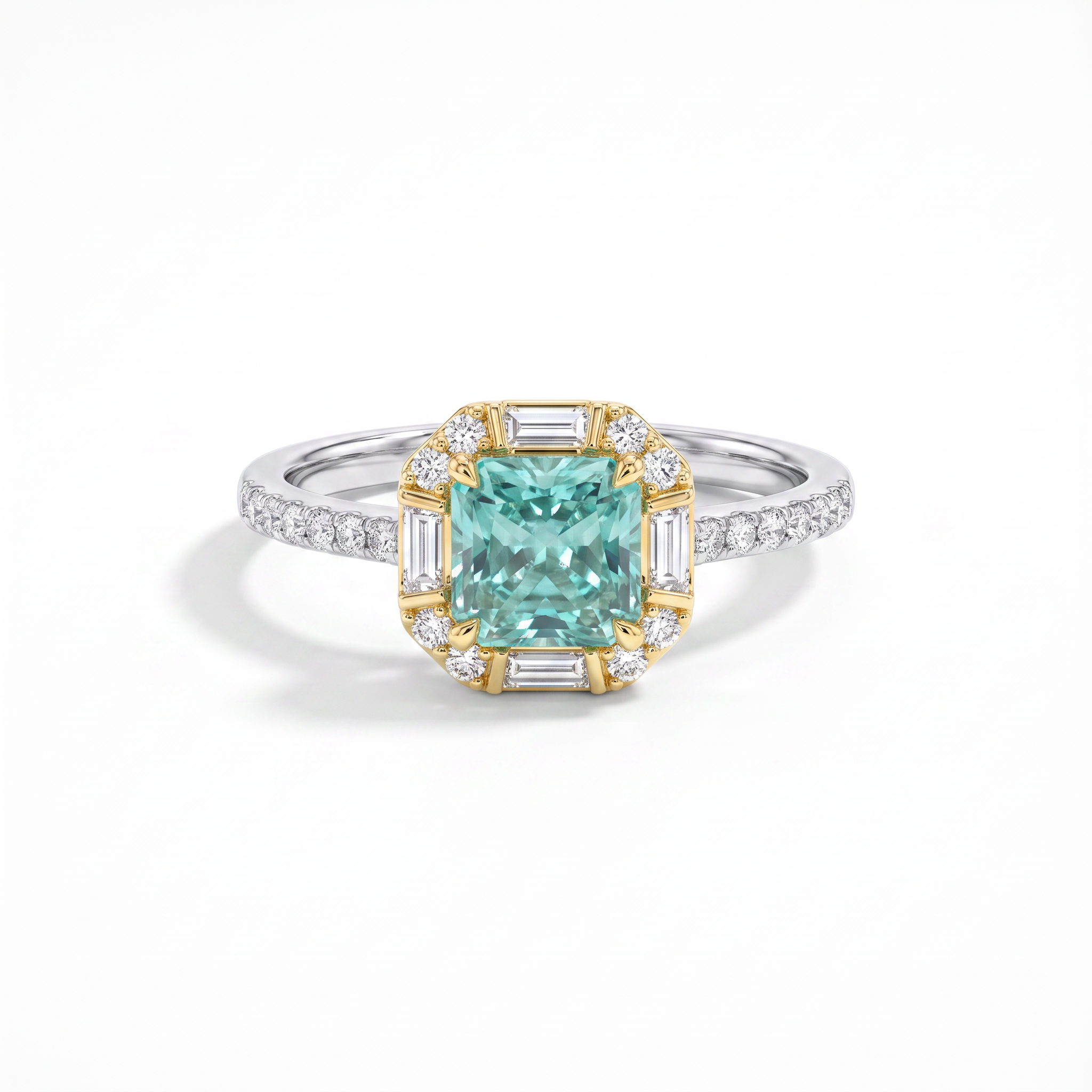 Gold Moissanite White Created Aq Princess Cut Ring 6 — studio