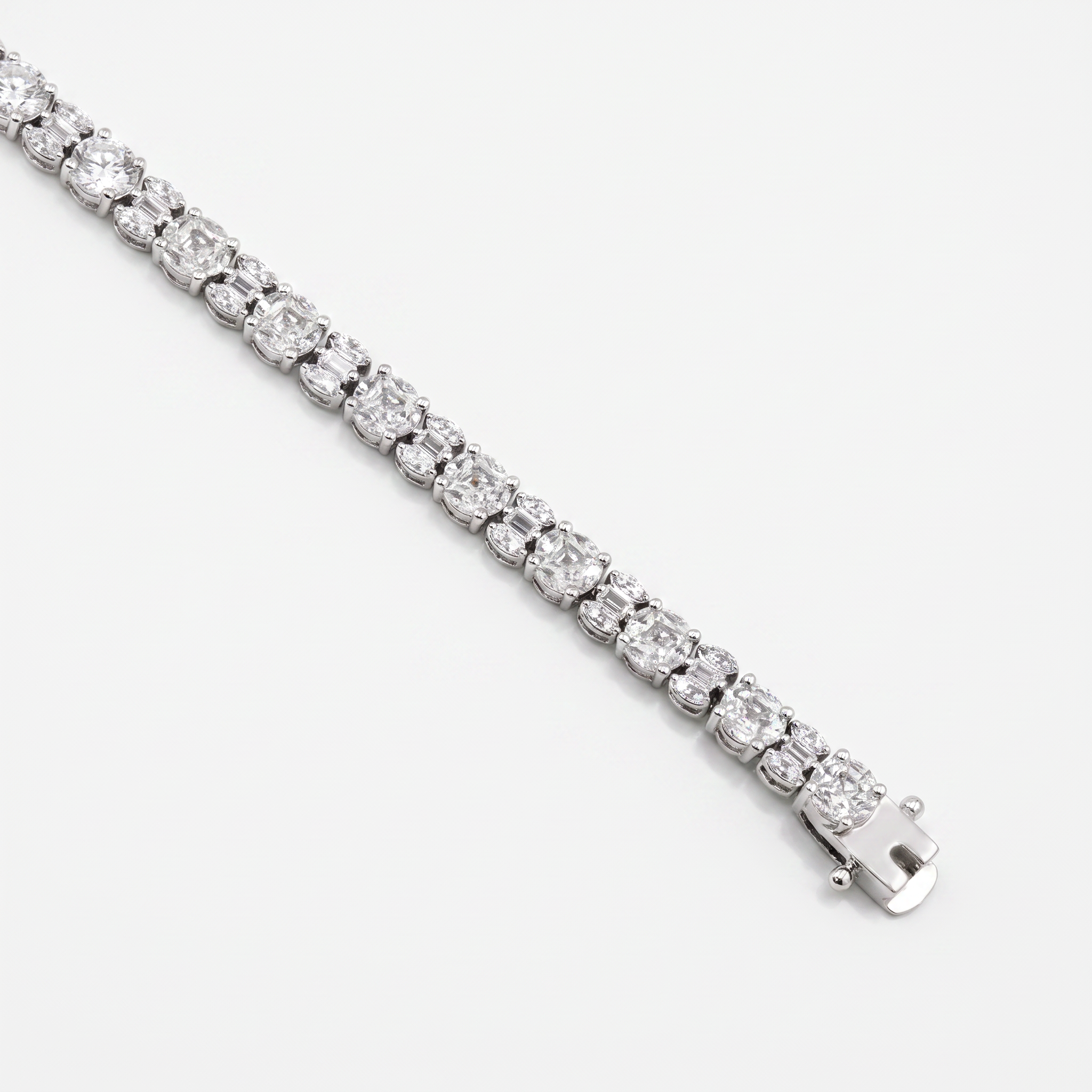 Gold Wz White Baguette Cut Bracelet — studio