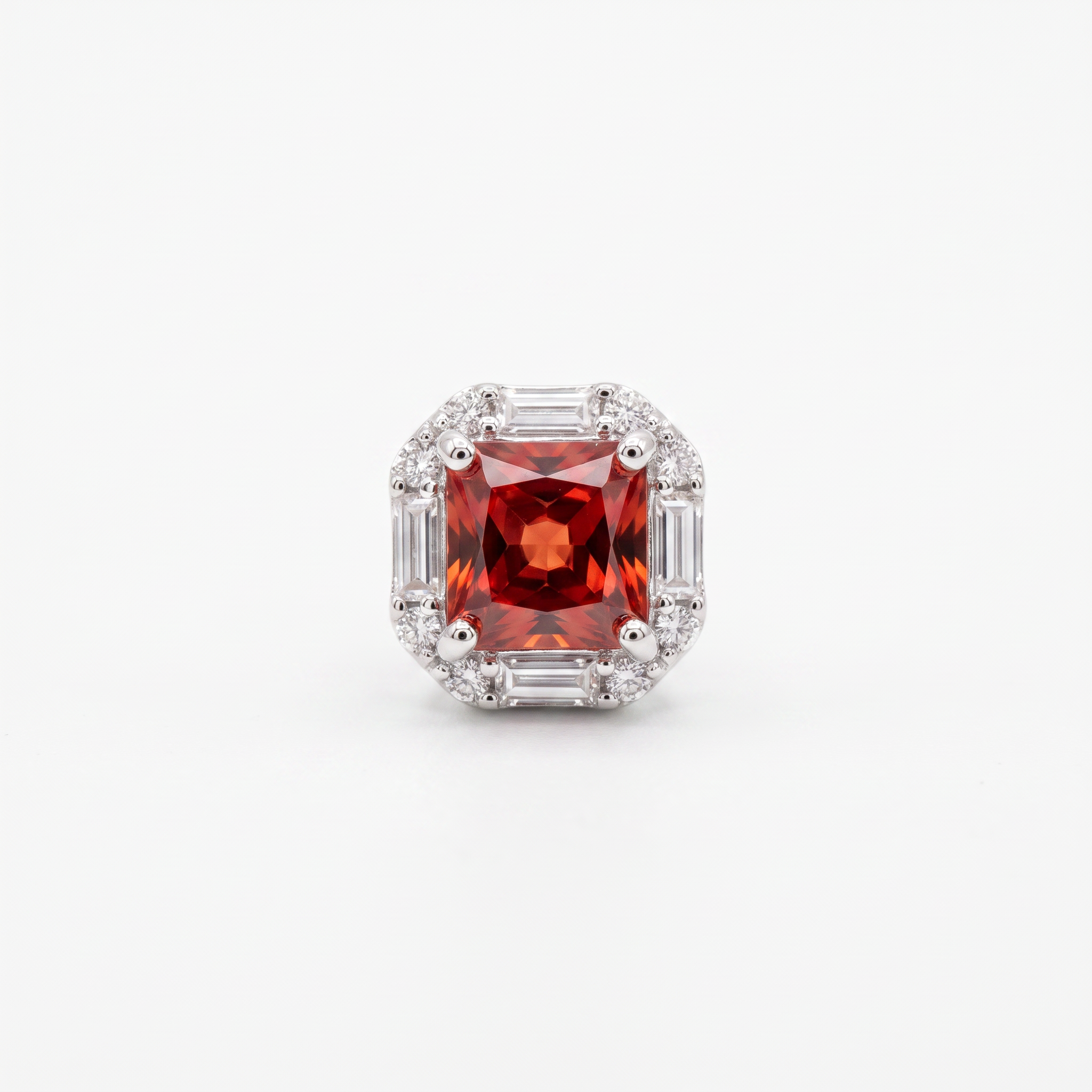 Gold Moissanite White Created Garnet Princess Cut Earring — studio