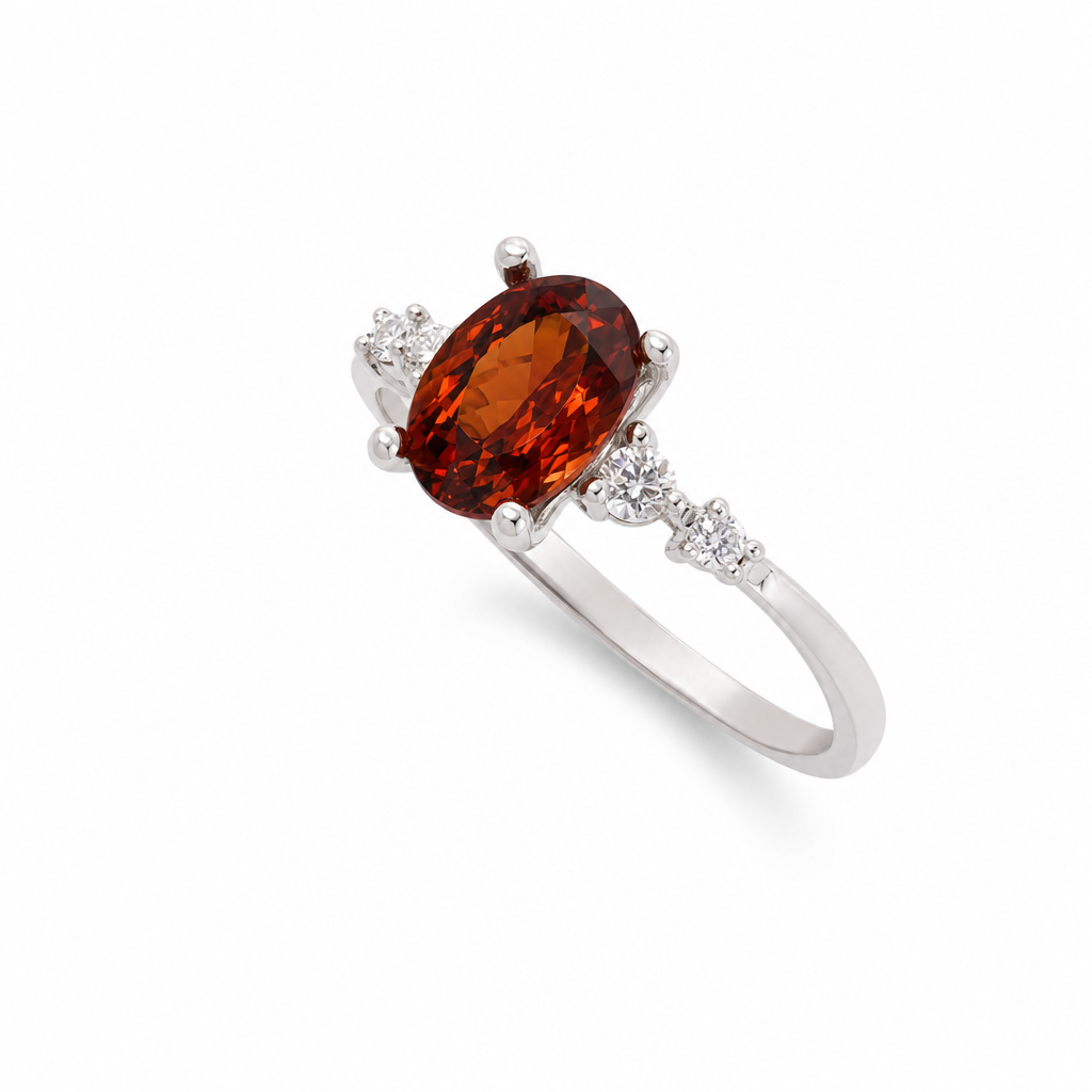 Created Garnet White Wz Oval Cut Ring 7 — studio