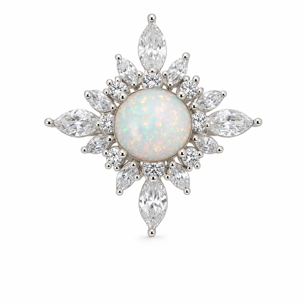 Gold Op White Wz Round & Marquise Cut Ring 8 — studio