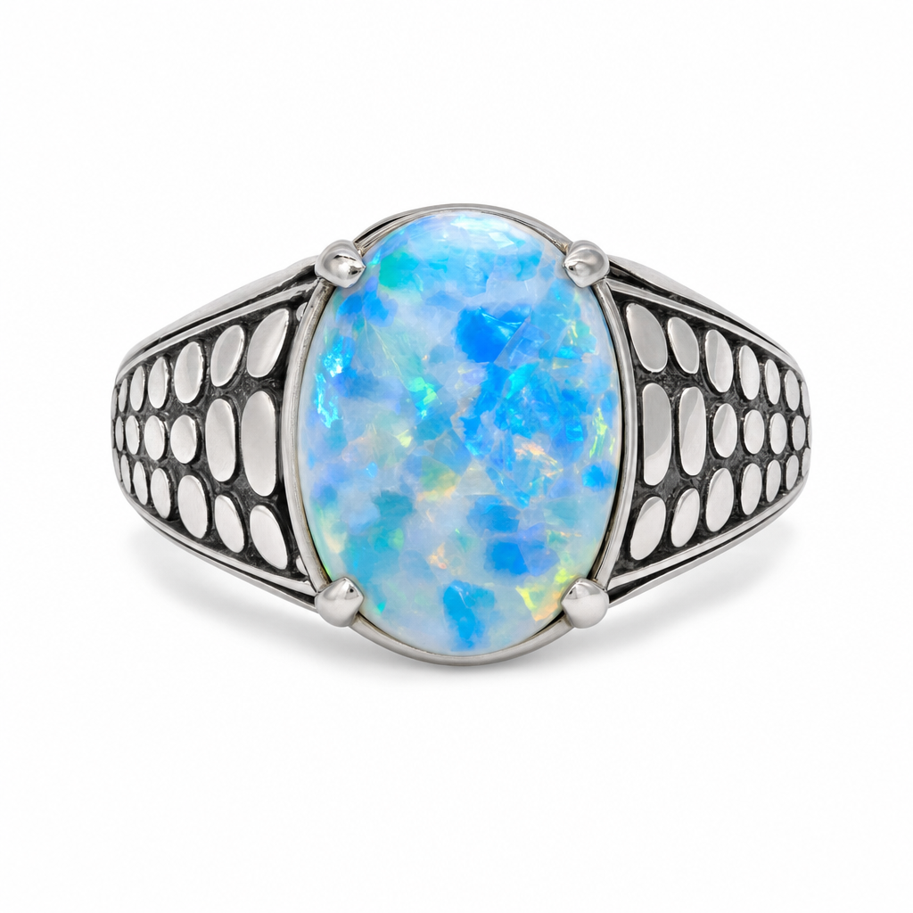 Gold Op White Wz Oval Cut Ring 7 — studio
