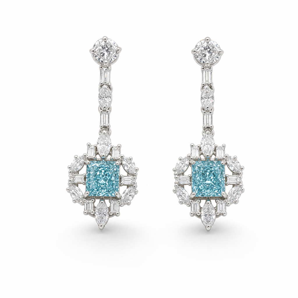 Created Aq White Wz Princess Cut Earring — studio