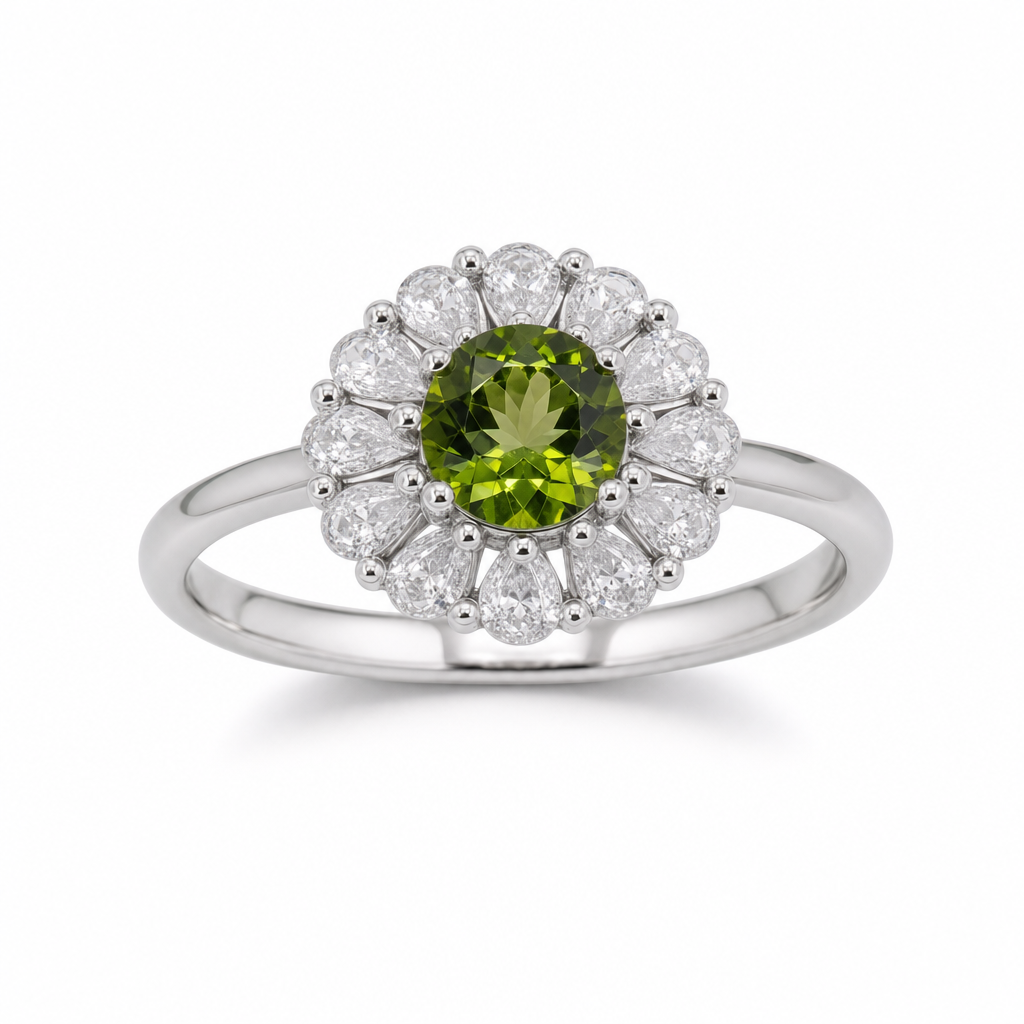 Created Pe White Wz Pear Cut Flower Ring 8 — studio